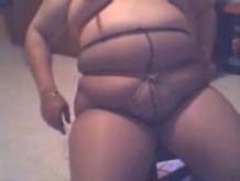 self bondage chubby tranny Mayala in pantyhose