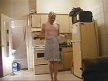 crossdresser dancing in blue nightie