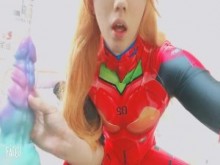 asiático Tgirl EVANGELION ASUKA cosplay