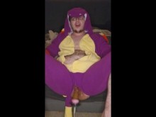 Transman in Oneie Fucks Wet FTM Pussy With Fuck Machine on High (BBC Dildo)