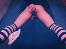 Crossdresser - Jugué con mi polla con un vibrador y en realidad la follé en 30 segundos ♡♡♡ Me sorprendió cómo la eyaculación prematura ///