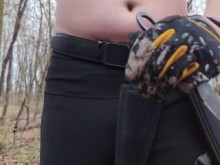 Topless Transgirl Knife Throwing