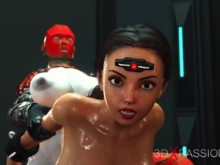 Young Big Tits Brunette tiene sexo anal áspero con robot transexual sexual