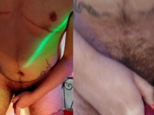 GOON SPECIAL chico en pantalla dividida monta un consolador