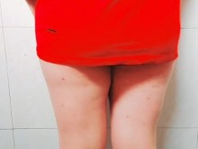 Gran culo blanco sissy crossdresser lady boy vestido morado