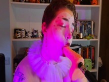 Payaso de San Valentín amordazado y destrozado - Fuckmachine, cara de mierda, gags