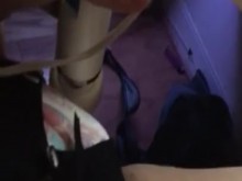 Chica trans de pañales, puslates y semen en sus pañales y onsie de conejito