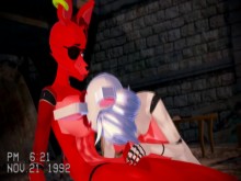 Double Futa - Five Nights at Freddy's Inspired - Mangle es follada por Foxy - Hentai