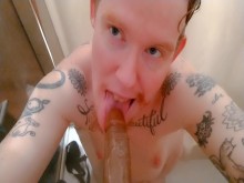 BBC Chupando POV Trans FTM Solo Saliva Mamada Sucia