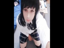 Ruru Man's Girl Cosplay Masturbación / Transgénero Masturbación Cosplay Paja
