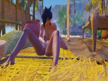 Futa Peluda y Lesbiana | Mucho semen en la boca de futanari